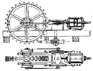 Patent van "Ingersoll-Sergeant Drill Co." Aangedreven door een Pelton wiel.